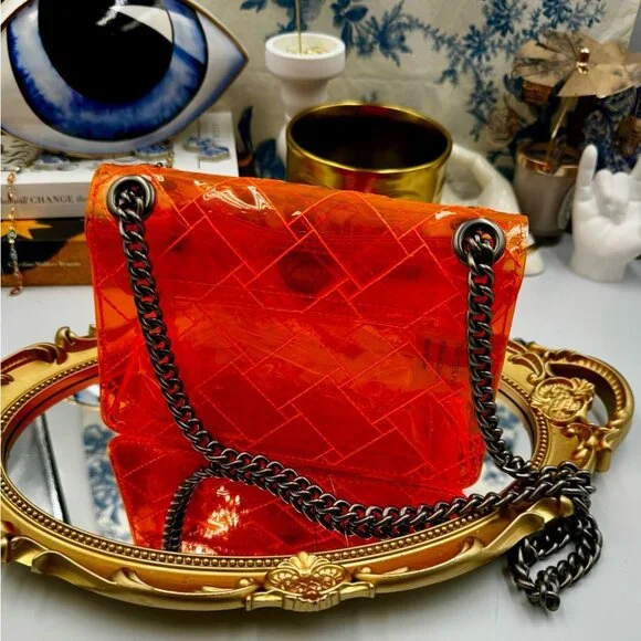 🆕 KURT GEIGER LONDON 🧿 NWOT Mini Kensington Crossbody Bag, Transparent Orange - Picture 5 of 15